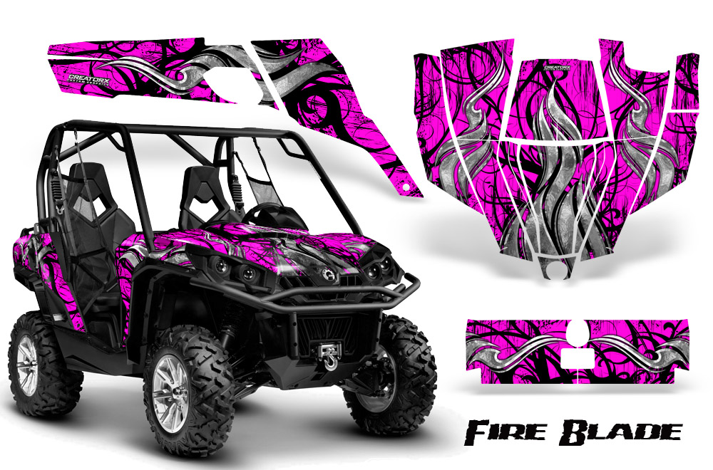 Can-Am Commander Graphics Kit Fire Blade Black Pink BB